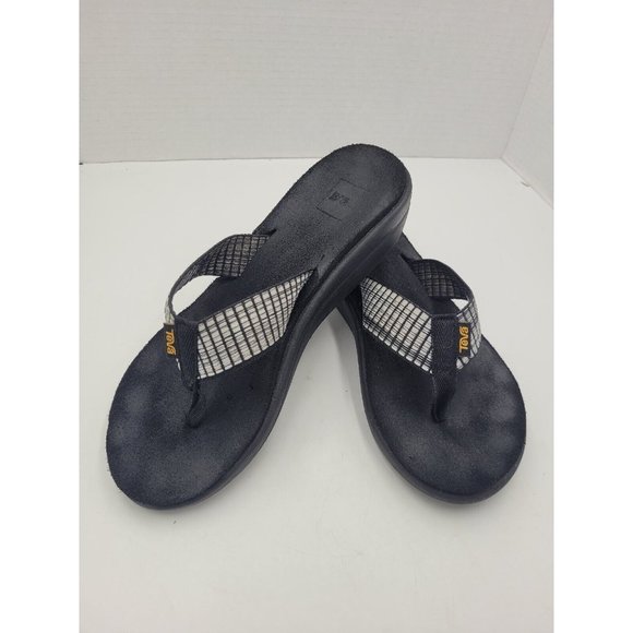 Teva Voya Wedge Thong Sandals Black and Gray 1019043 w size 8 - Picture 1 of 8